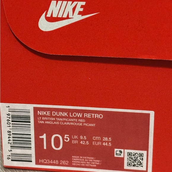 British Tan Retro Nike Dunk Low sz 10.5 - Picture 4 of 4